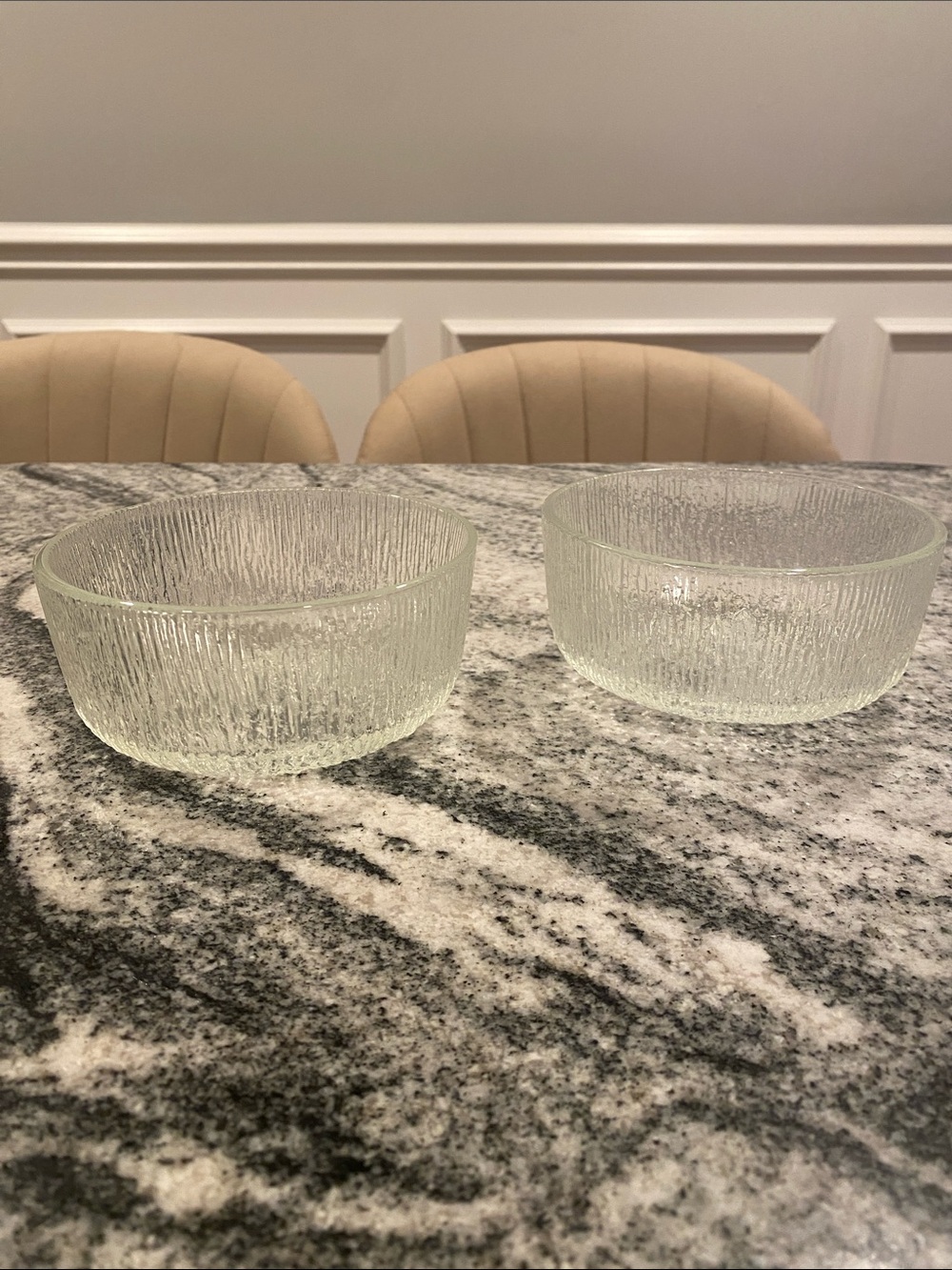 Vintage Indiana Glass - Crystal Ice - Tree Bark pattern - set of 2